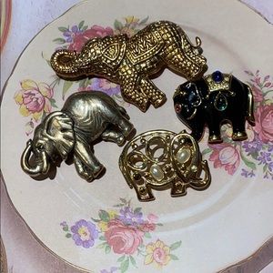 Bundle Of Vintage Elephant Brooches
